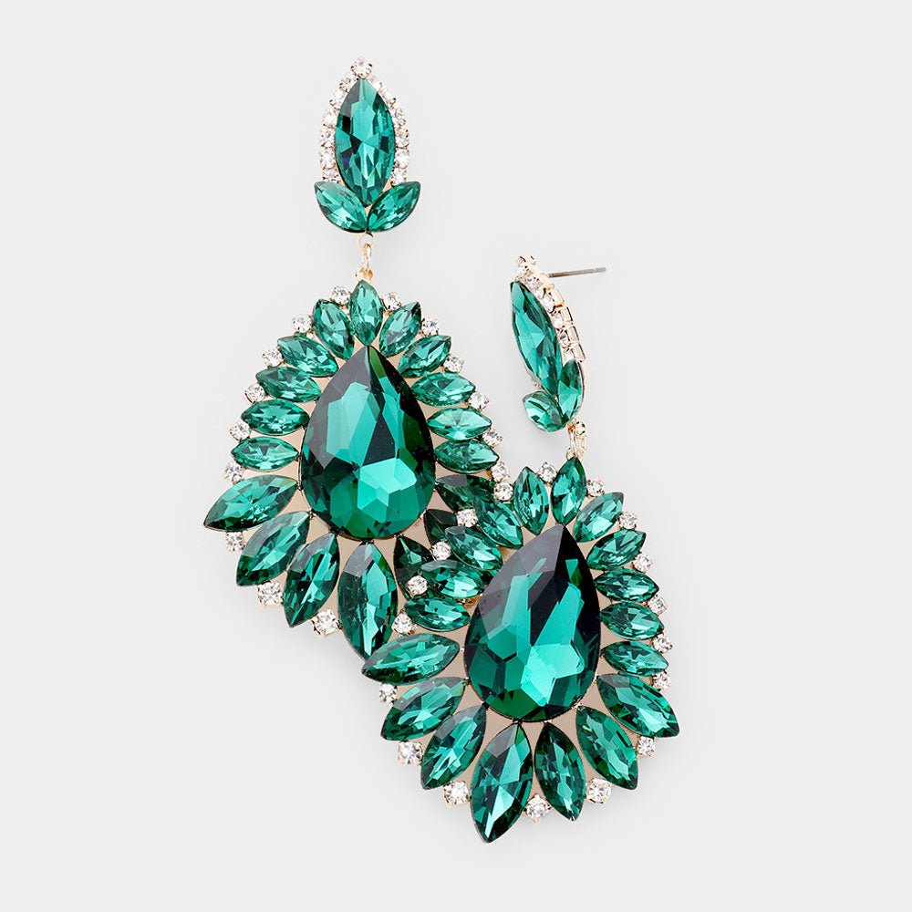 Teardrop Gem Cluster Evening Earrings - Trufacebygrace