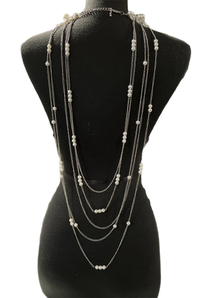 The Marquise Multi - Layer Pearl Strand Bib Necklace - Trufacebygrace