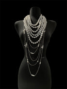 The Marquise Multi - Layer Pearl Strand Bib Necklace - Trufacebygrace
