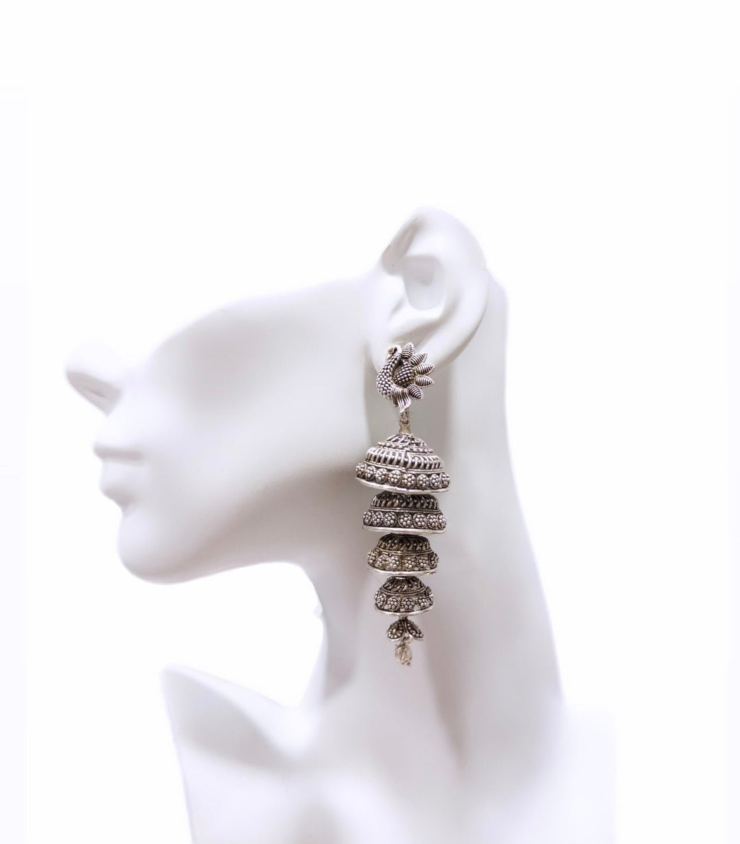 Tiered Temple Bell Jhumka Earrings - Trufacebygrace