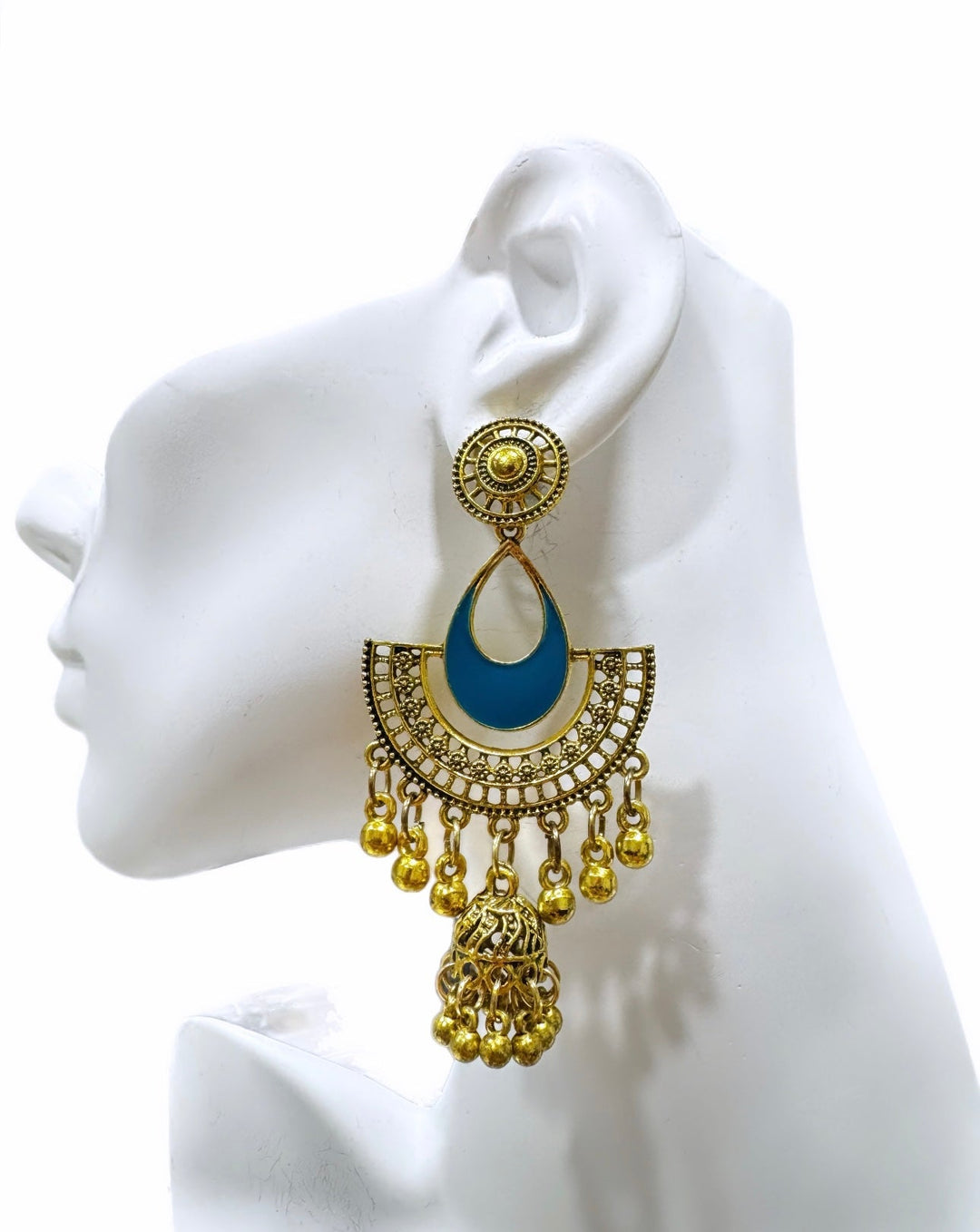 Traditional Azure Jhumka Earrings - Trufacebygrace