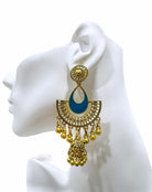 Traditional Azure Jhumka Earrings - Trufacebygrace