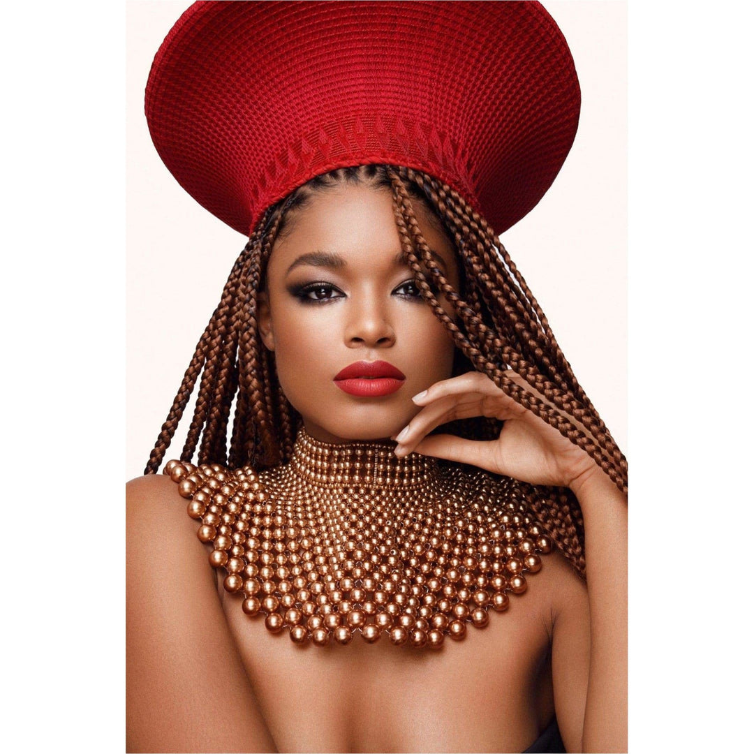 Traditional Zulu (Isicholo) Basket Hat RED - Trufacebygrace