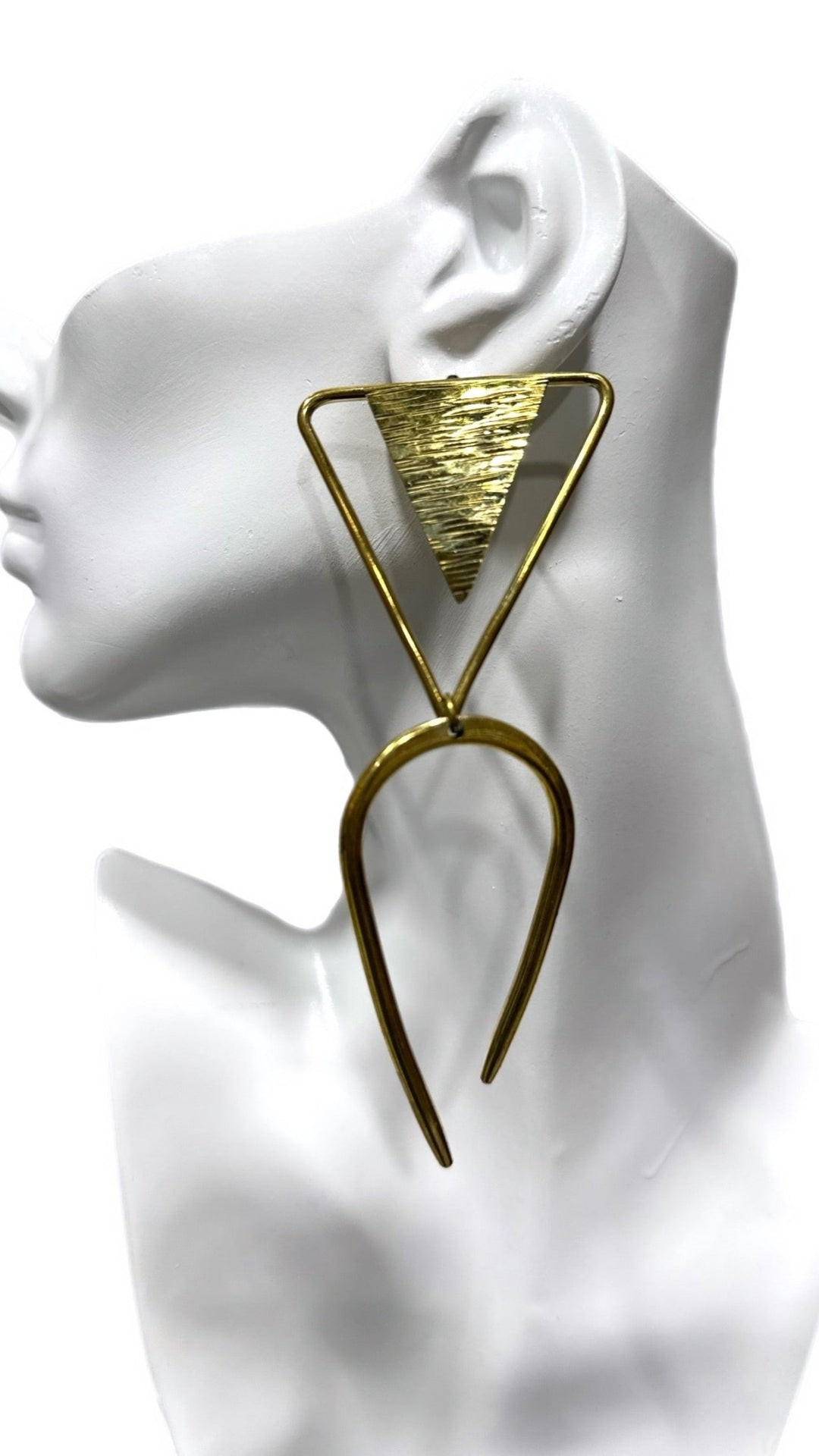 Triangular Arc Brass Earrings - Trufacebygrace