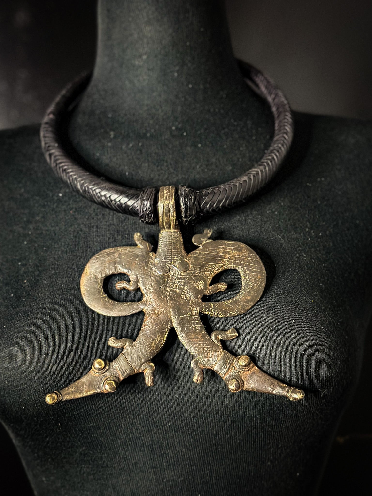 Tuareg / Berber Vintage Metal and Leather Necklace - Trufacebygrace