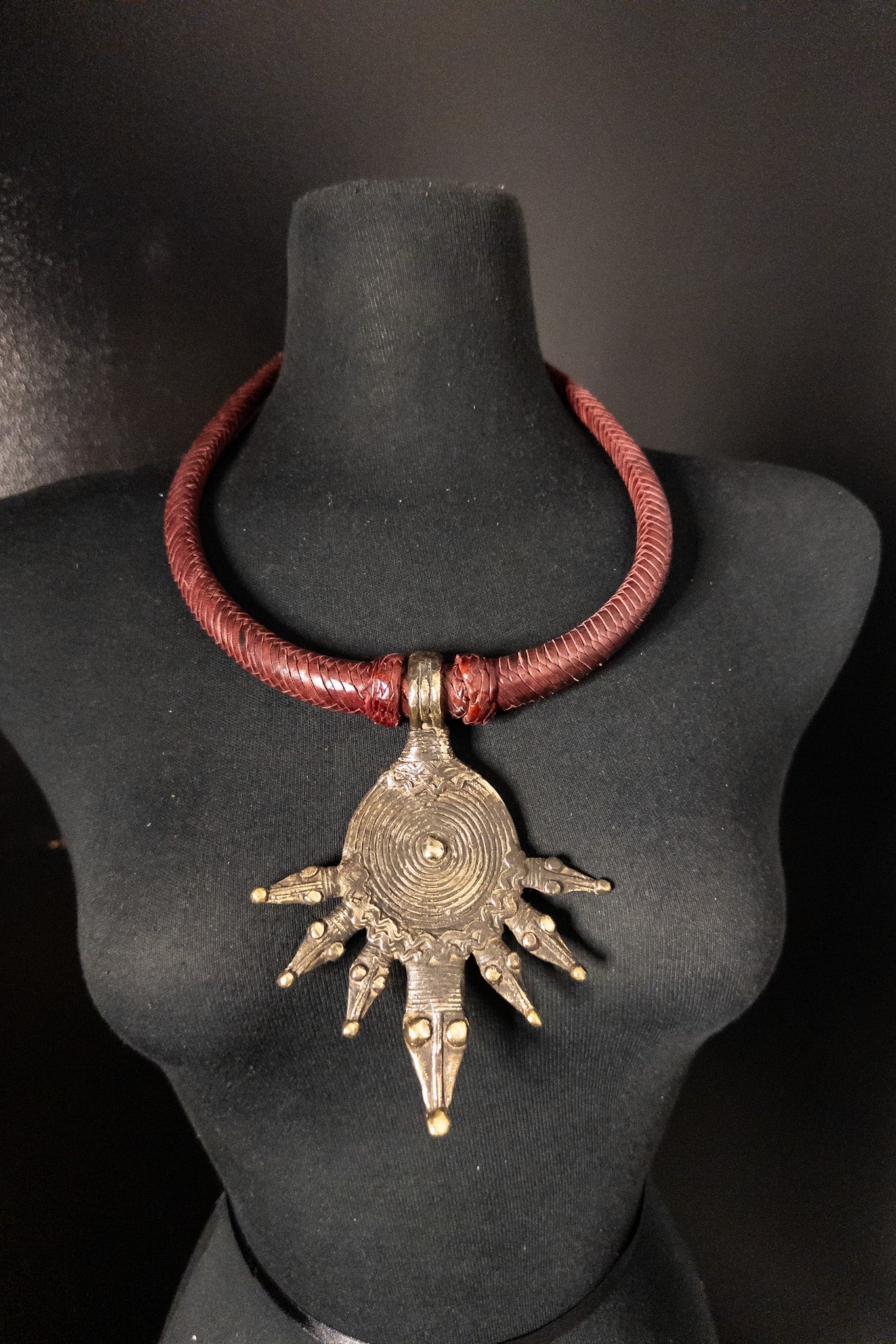 Tuareg / Berber Vintage Metal and Leather Necklace