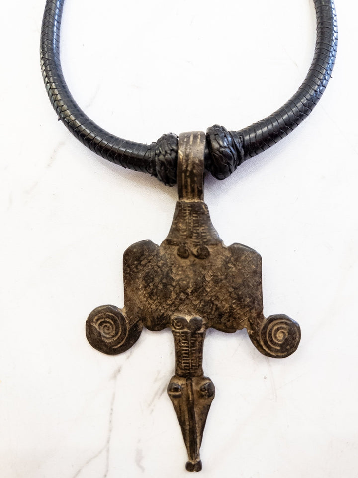 Tuareg / Berber Vintage Metal and Leather Necklace - Trufacebygrace