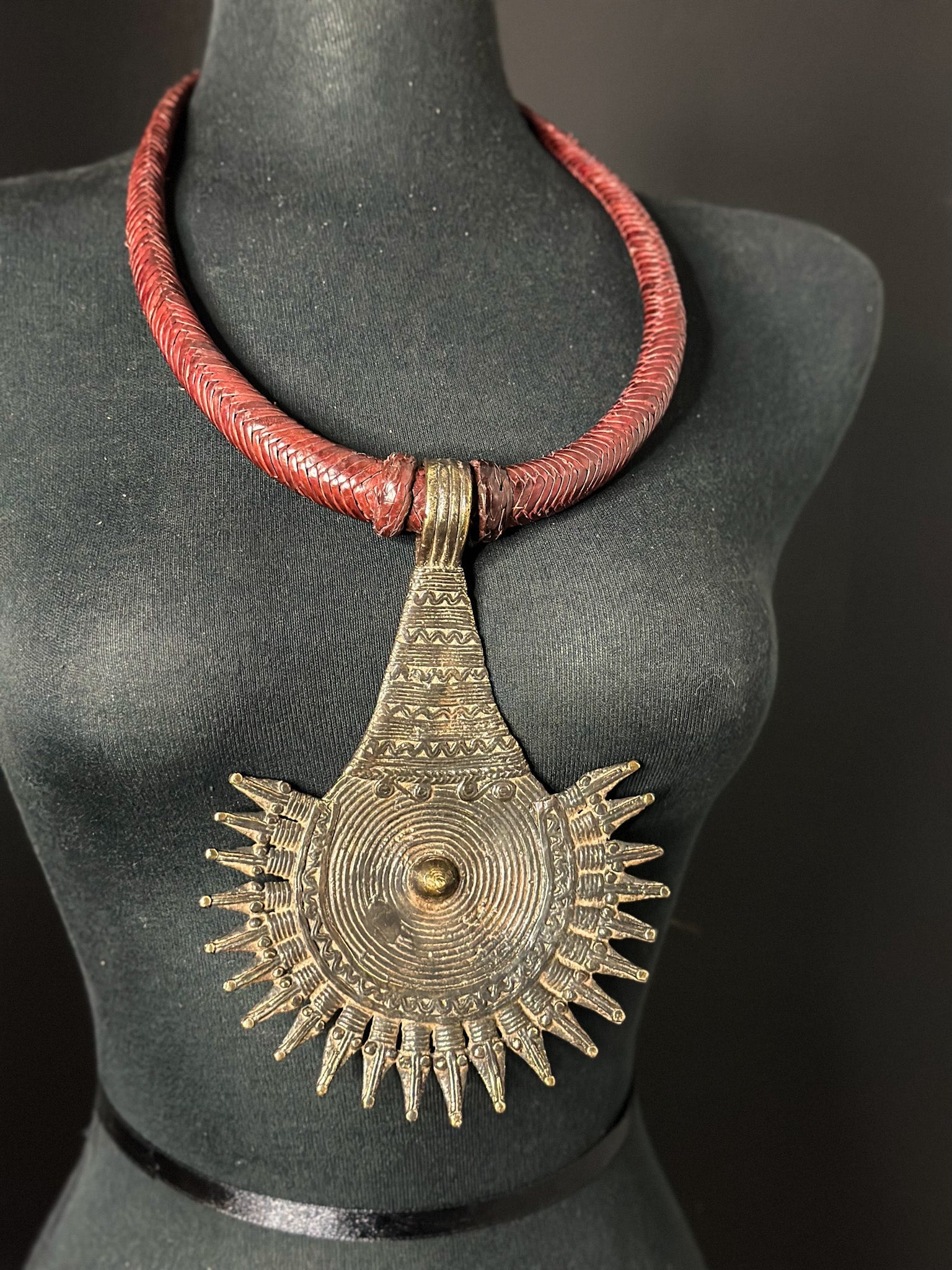 Tuareg / Berber Vintage Metal and Leather Necklace - Trufacebygrace