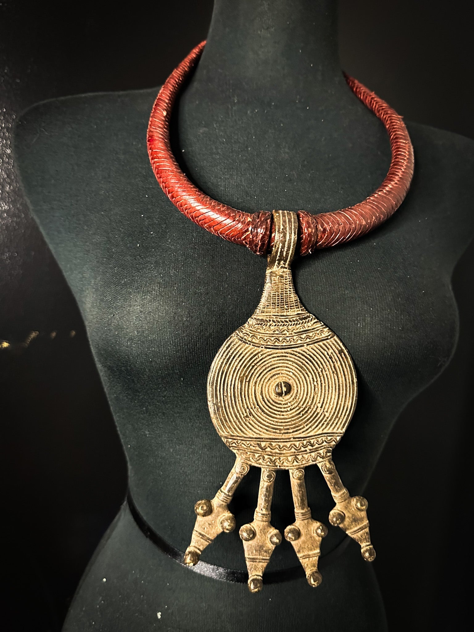 Tuareg / Berber Vintage Metal and Leather Necklace