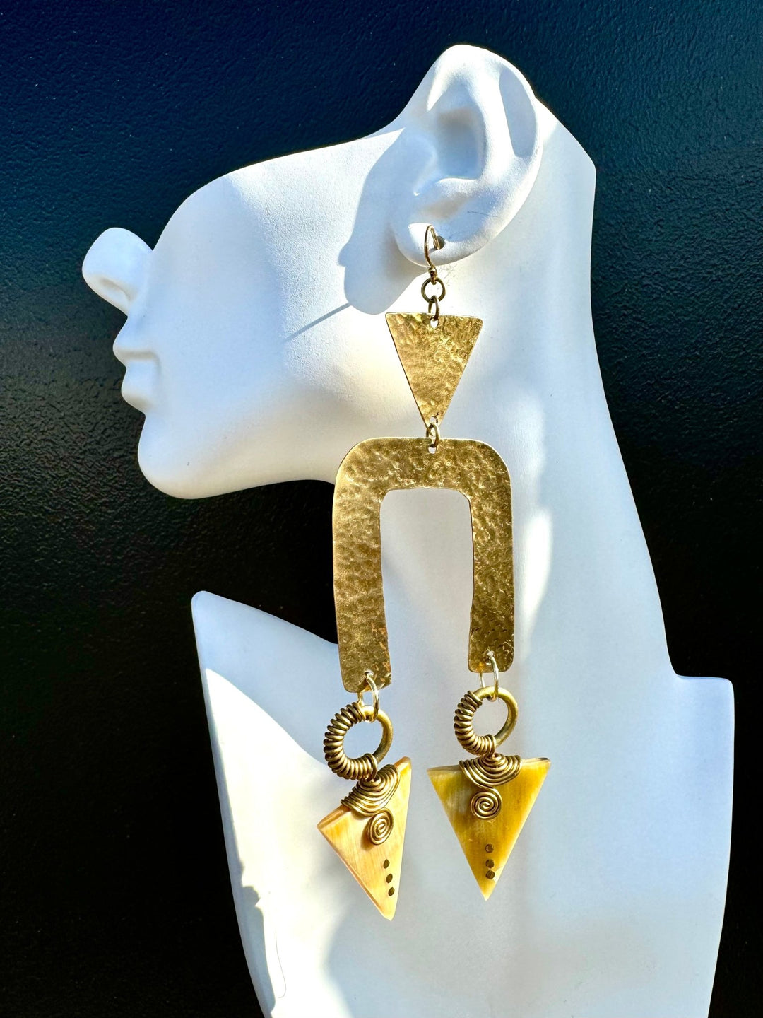 Unevee Hammered Brass and Horn Earrings - Trufacebygrace