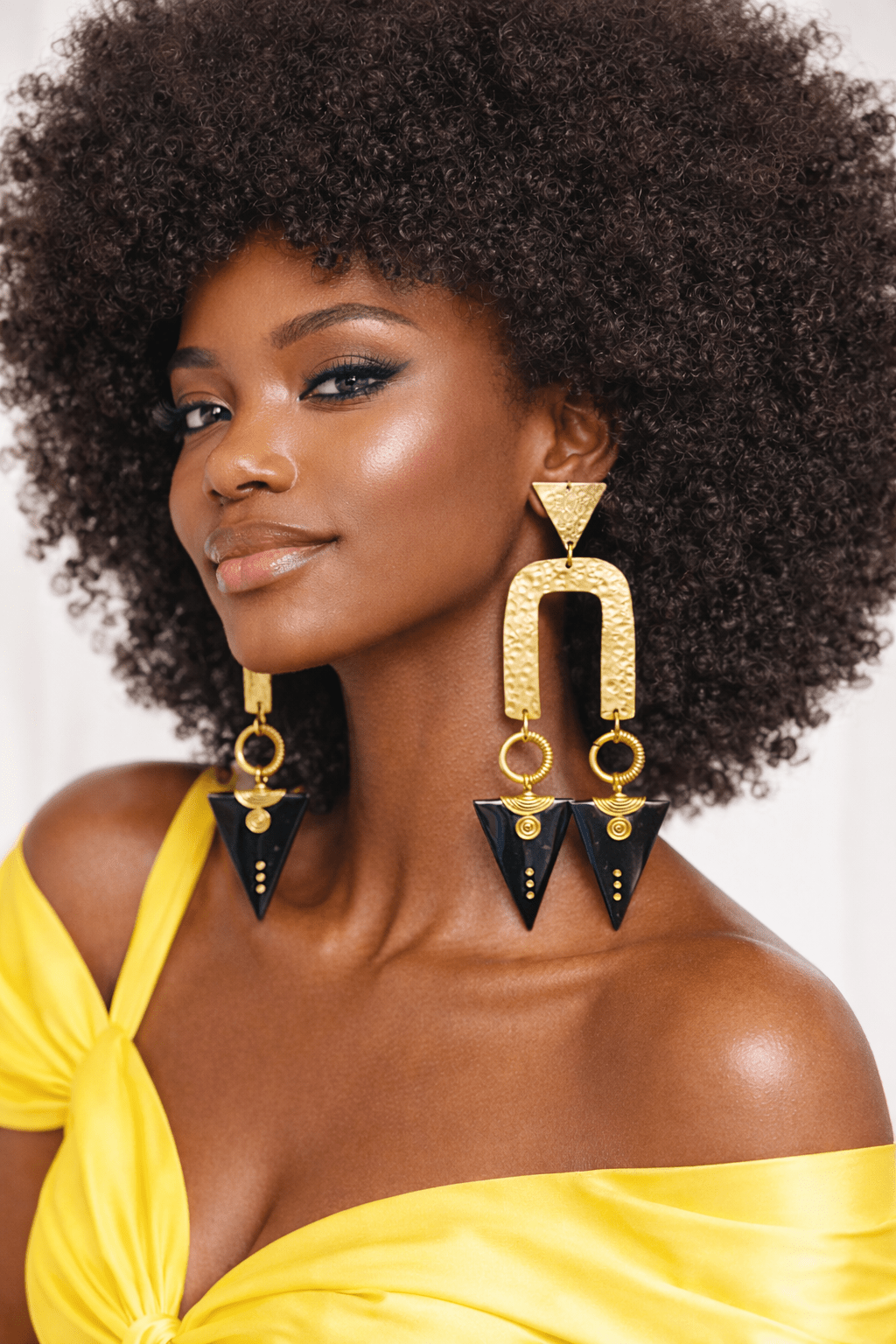 Unevee Hammered Brass and Horn Earrings - Trufacebygrace