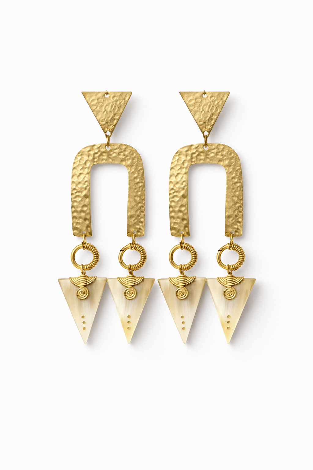 Unevee Hammered Brass and Horn Earrings - Trufacebygrace
