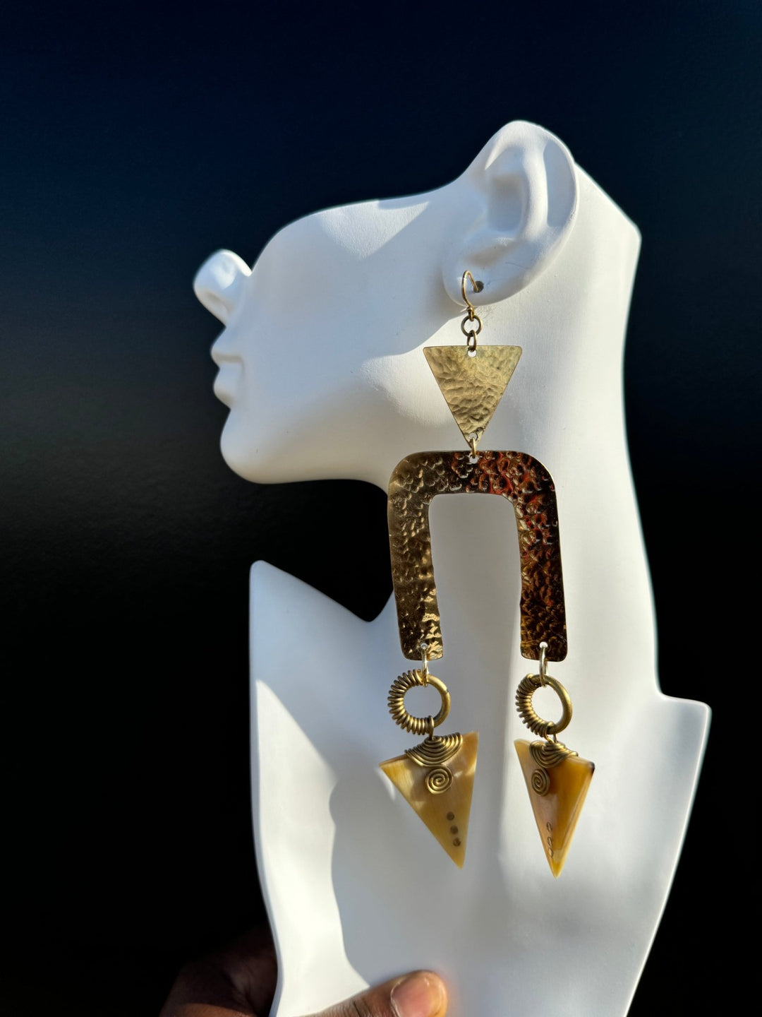 Unevee Hammered Brass and Horn Earrings - Trufacebygrace