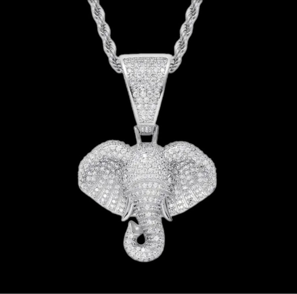 Unisex Elephant head bling necklace - Trufacebygrace