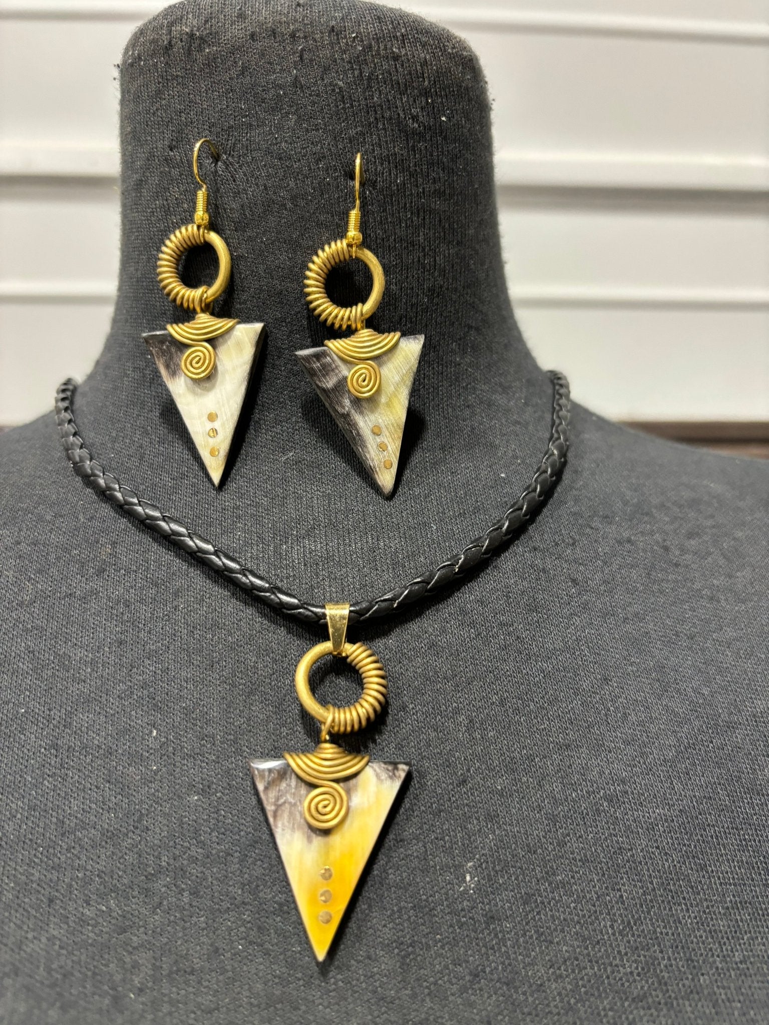 Unisex Horn Earrings / Necklace Set - Akinyi - Trufacebygrace