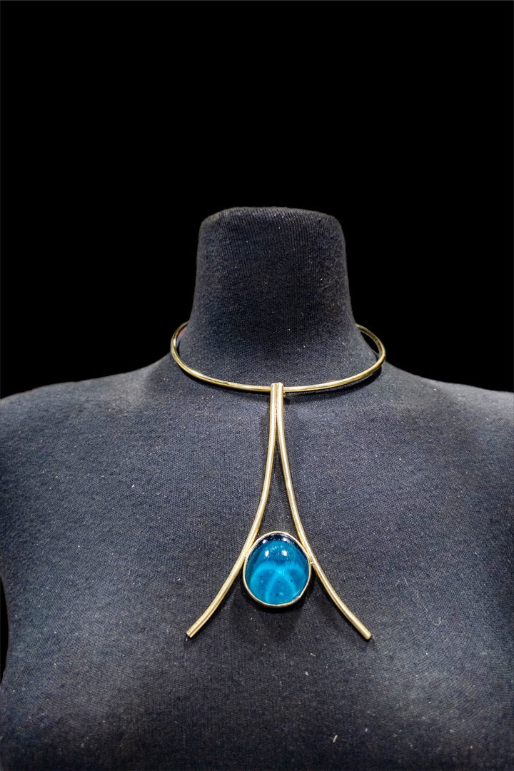 Upinde Tower Brass with Glass Stone Necklace - Trufacebygrace