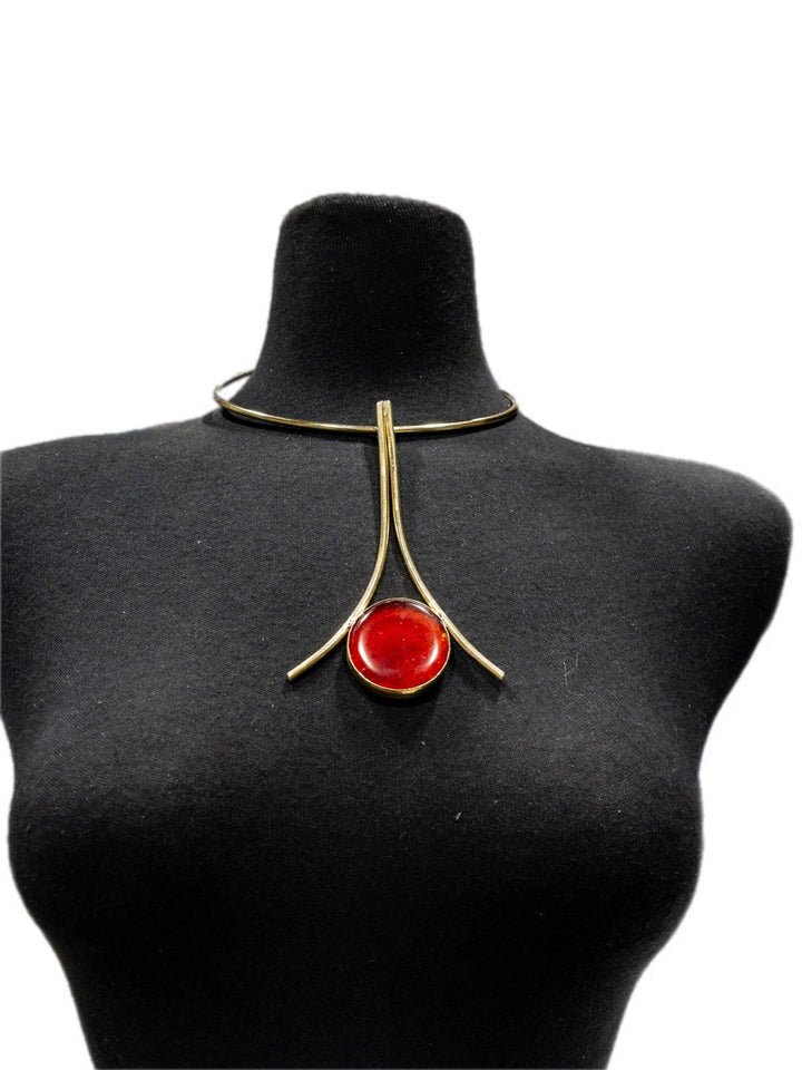 Upinde Tower Brass with Glass Stone Necklace - Trufacebygrace