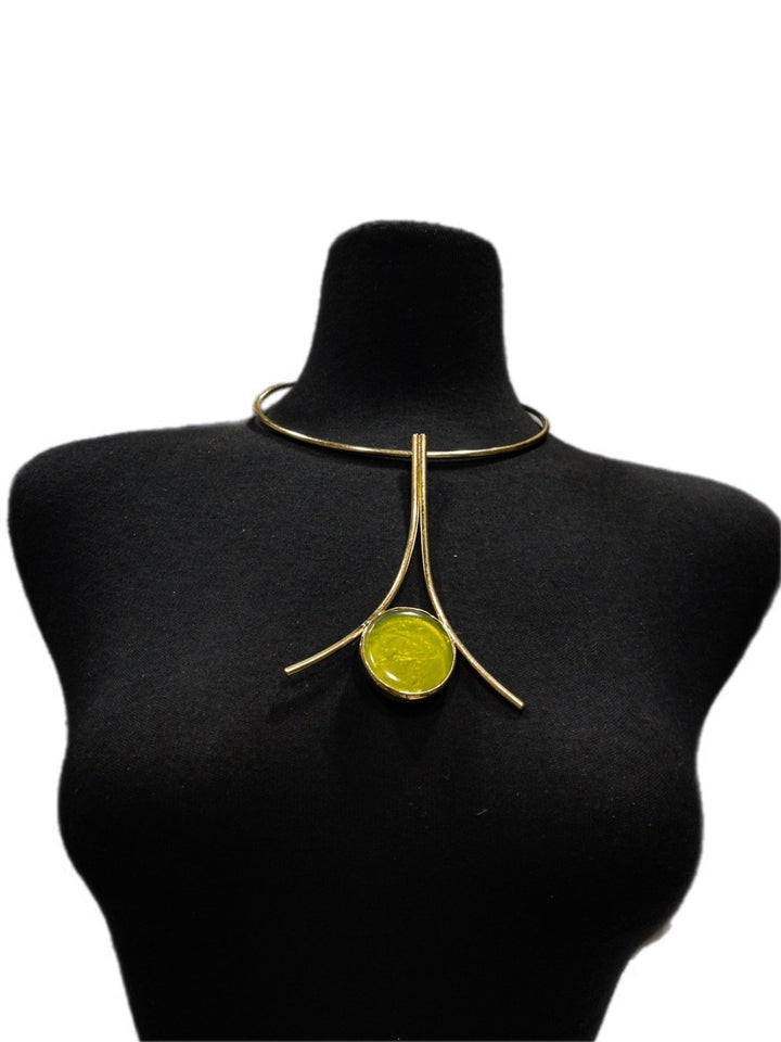 Upinde Tower Brass with Glass Stone Necklace - Trufacebygrace