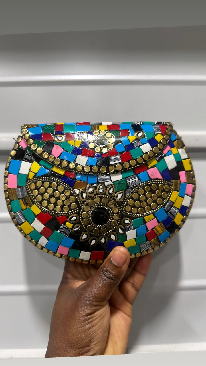 Vibrant Mosaic Metal Clutch - Trufacebygrace