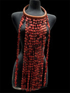 Vintage Kofi Beads and leather statement Necklace - Trufacebygrace