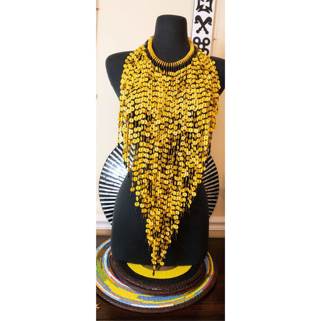 Vinyl/Heishi disks African Trade Beads with Glass Beads Statement Necklace - Trufacebygrace