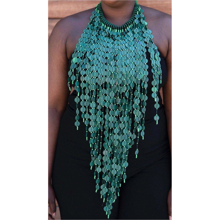 Vinyl/Heishi disks African Trade Beads with Glass Beads Statement Necklace - Trufacebygrace