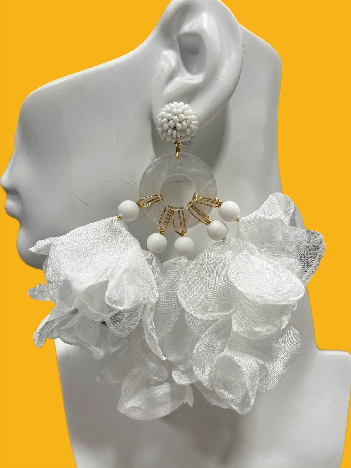 White Puff Earrings - Trufacebygrace