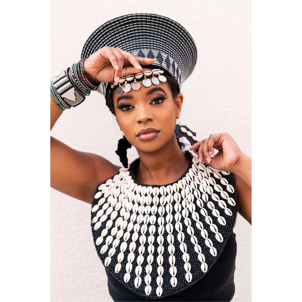 Winnie Mandela statement Beaded and cowry shell Bib - Trufacebygrace