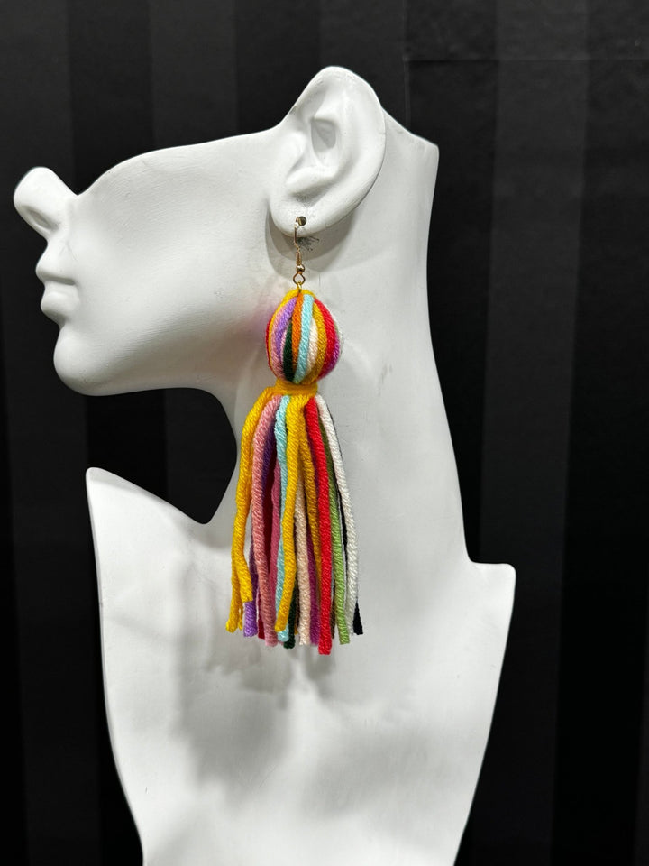 Yarn Ball Multi Tassel Earrings - Trufacebygrace