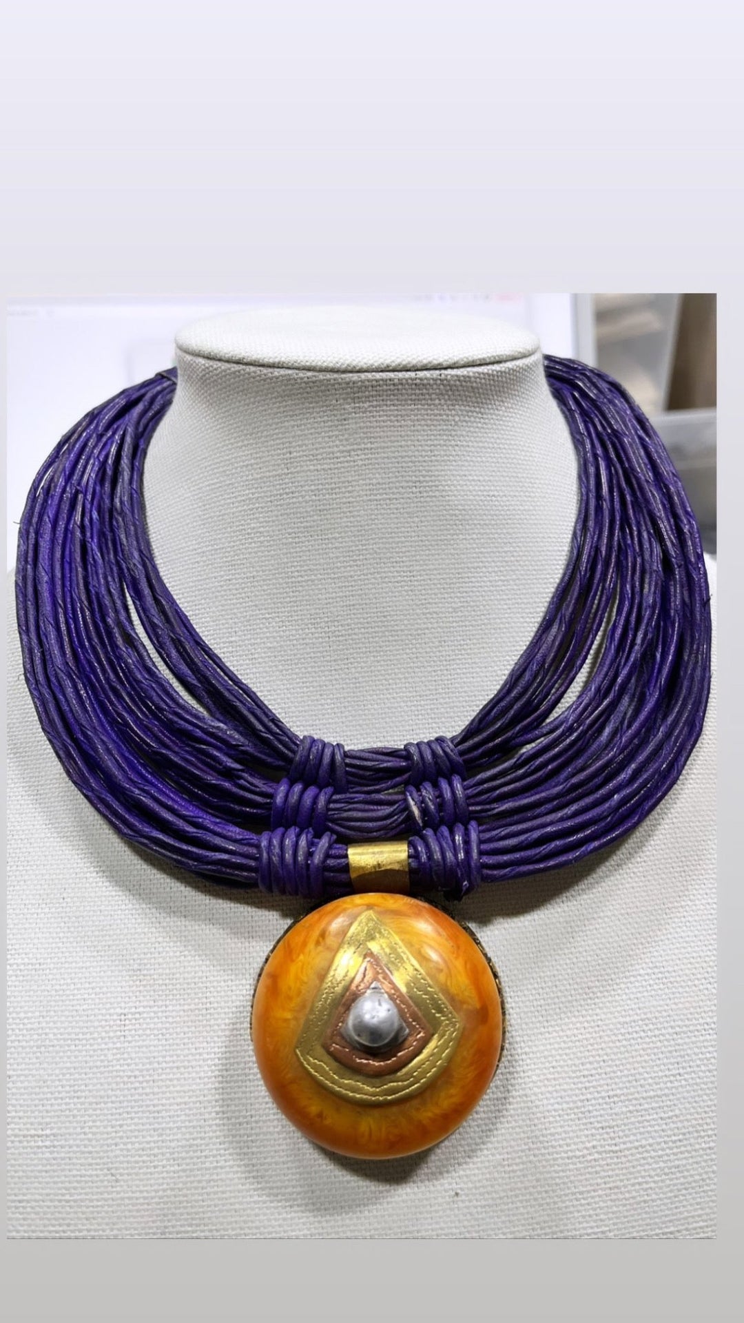 Zai leather and African Amber Necklace - Trufacebygrace