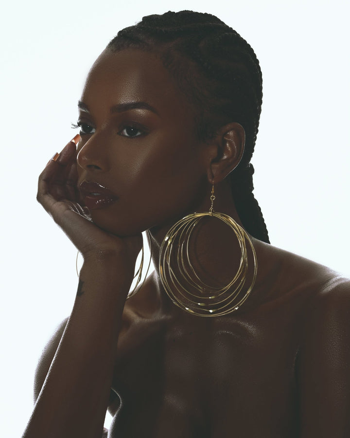 Zamunda Multi strand brass Earrings: Circular - Trufacebygrace