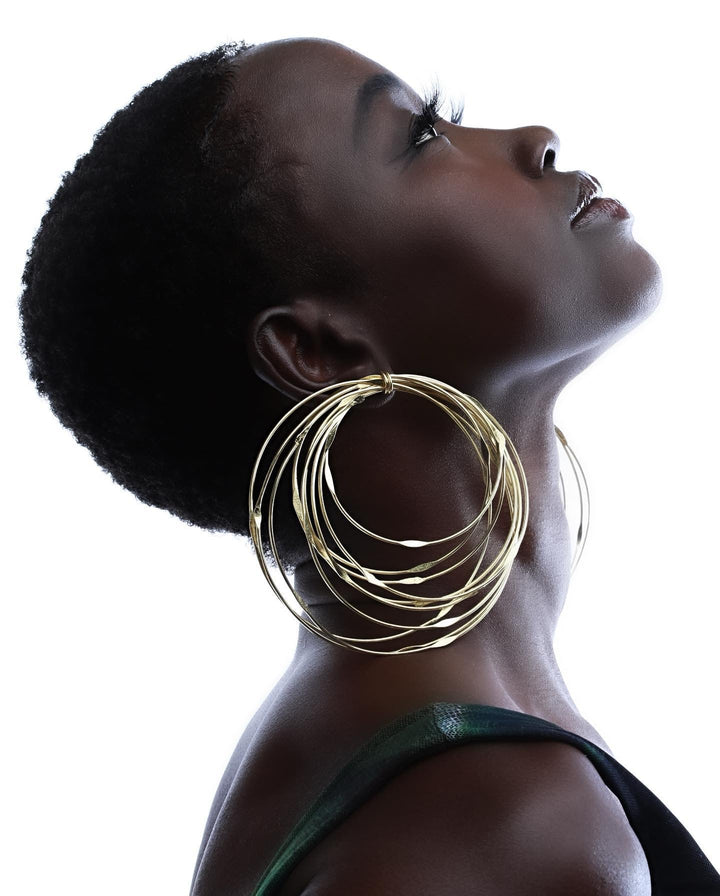 Zamunda Multi strand brass Earrings: Circular - Trufacebygrace