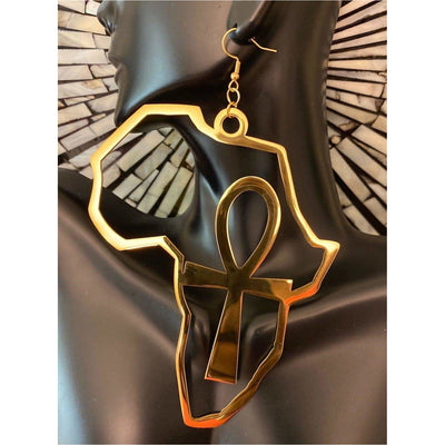 Africa Dangling with Ankh Symbol Earrings - Trufacebygrace