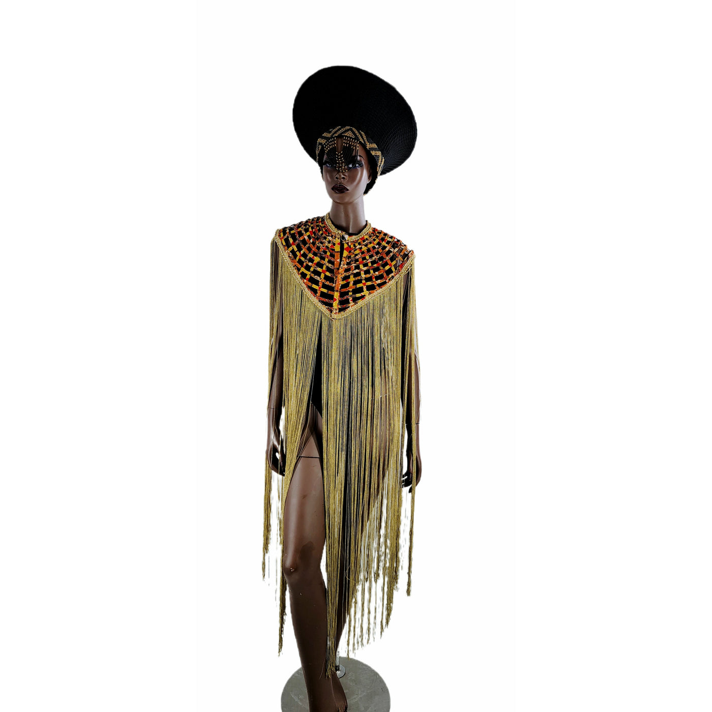 Queen Ankara Laced /Laticed Long Fringe Cape