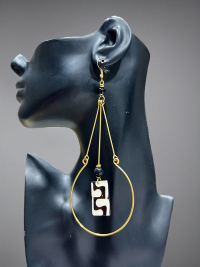 Suyani Bone and Brass Statement Earrings