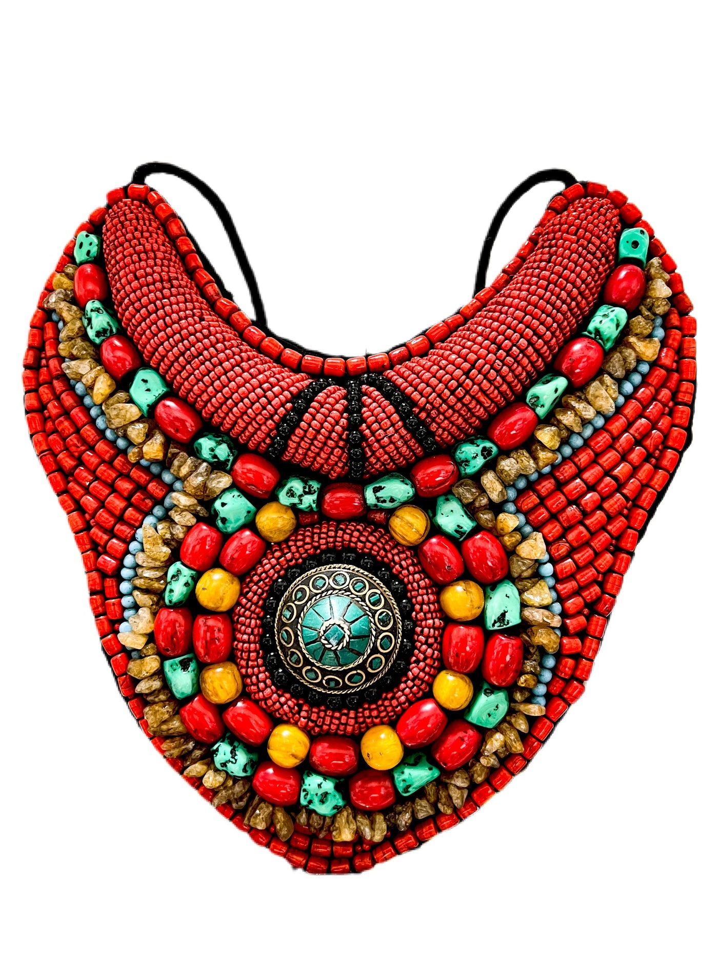 Tibet beaded choker turquoise bib necklace