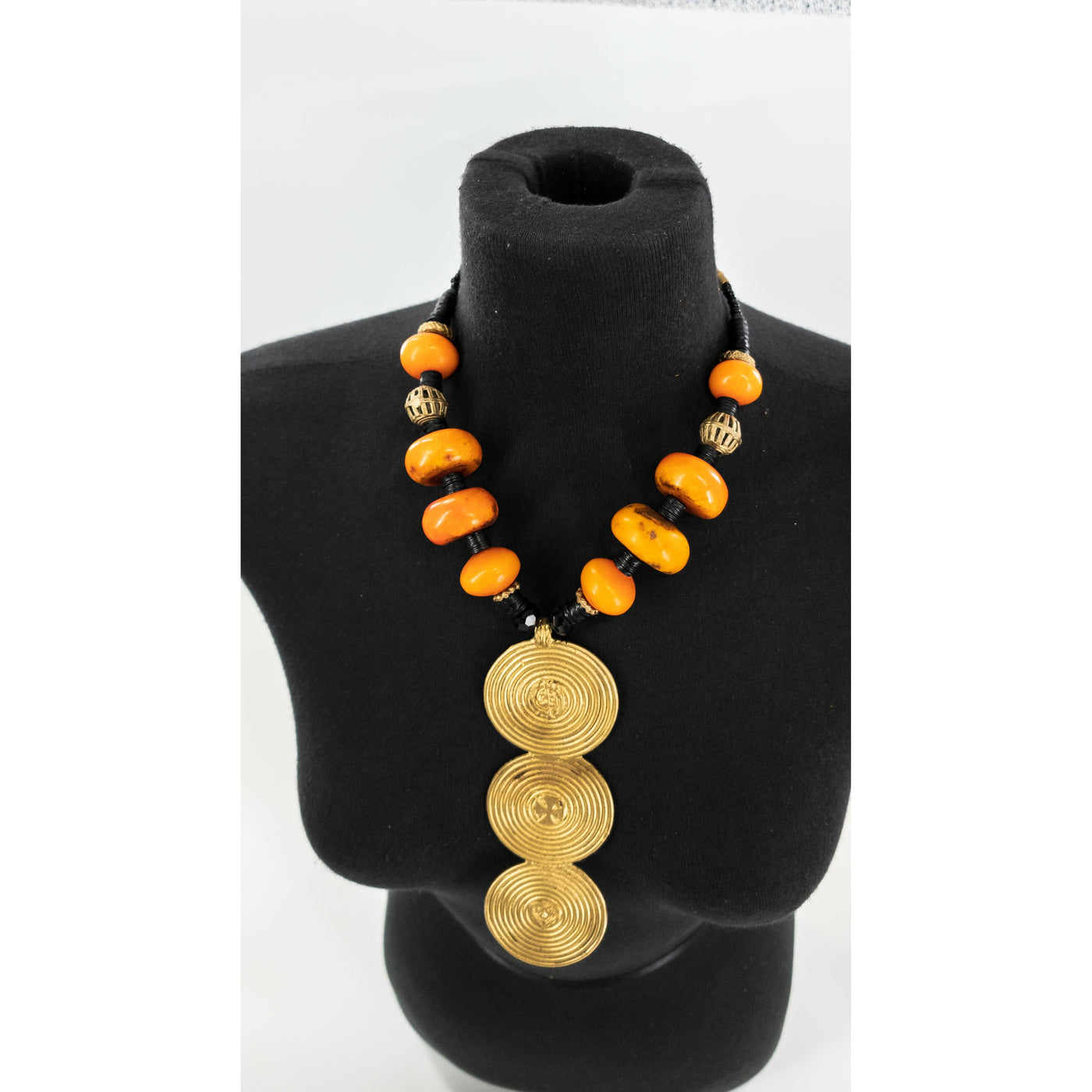 Habiba African Brass and Amber Necklace