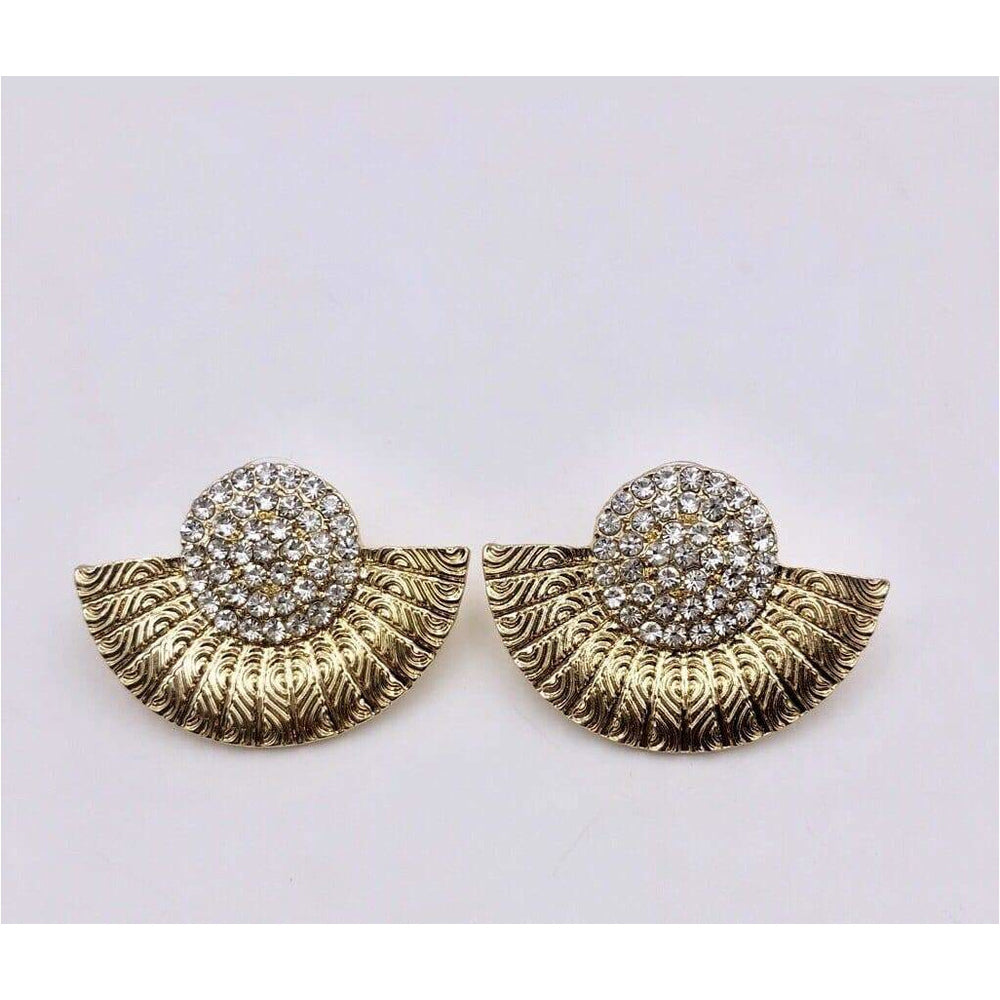 Salome Fan rhinestone Studs Earrings - Trufacebygrace