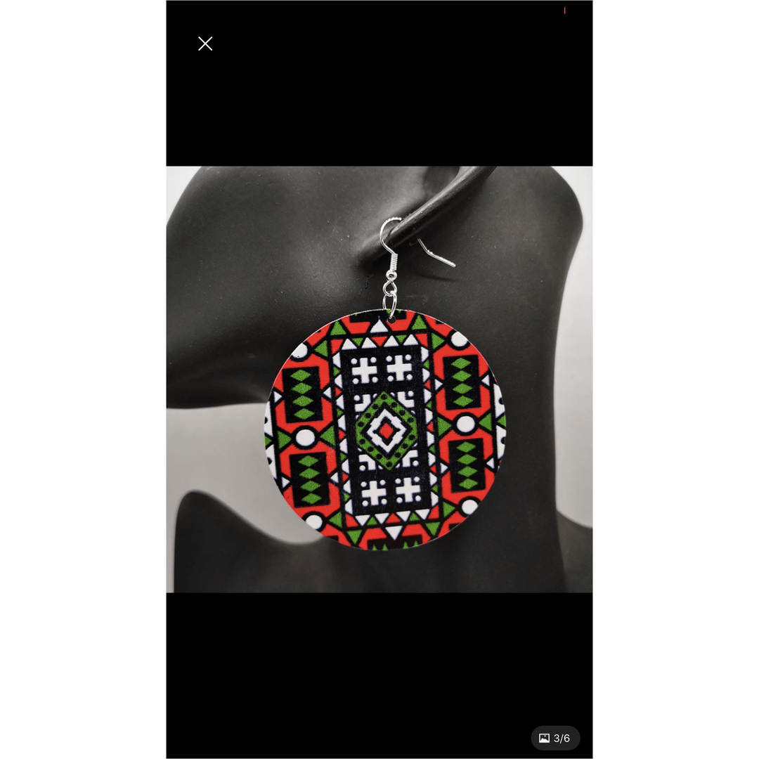 Yekrom Kente Wooden Earrings - Trufacebygrace