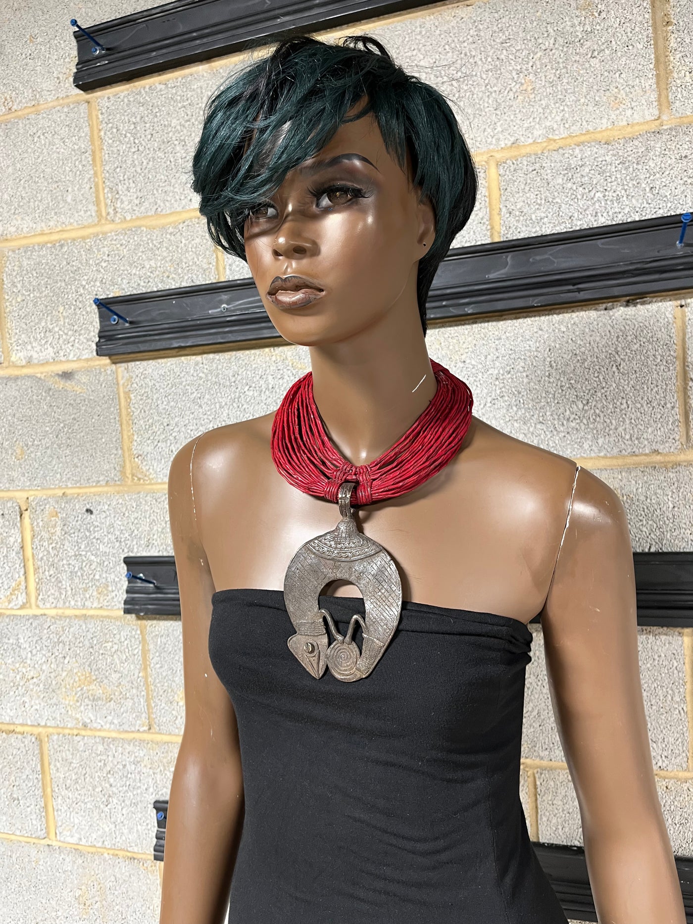 Hasrat Vintage Metal and Leather Necklace from Mali