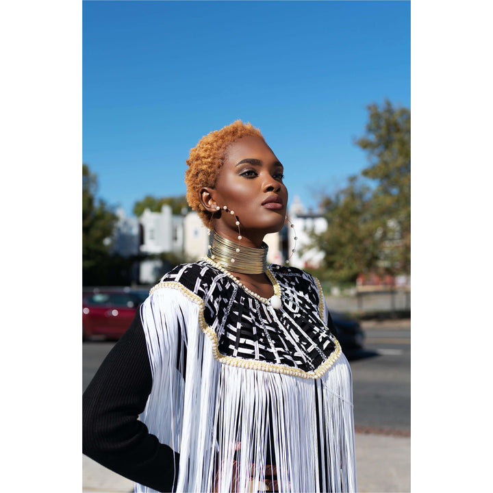 Queen Ankara Laced /Laticed Long Fringe Cape - Trufacebygrace