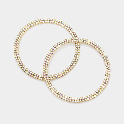 Oversized Rhinestone Circle Evening Earrings