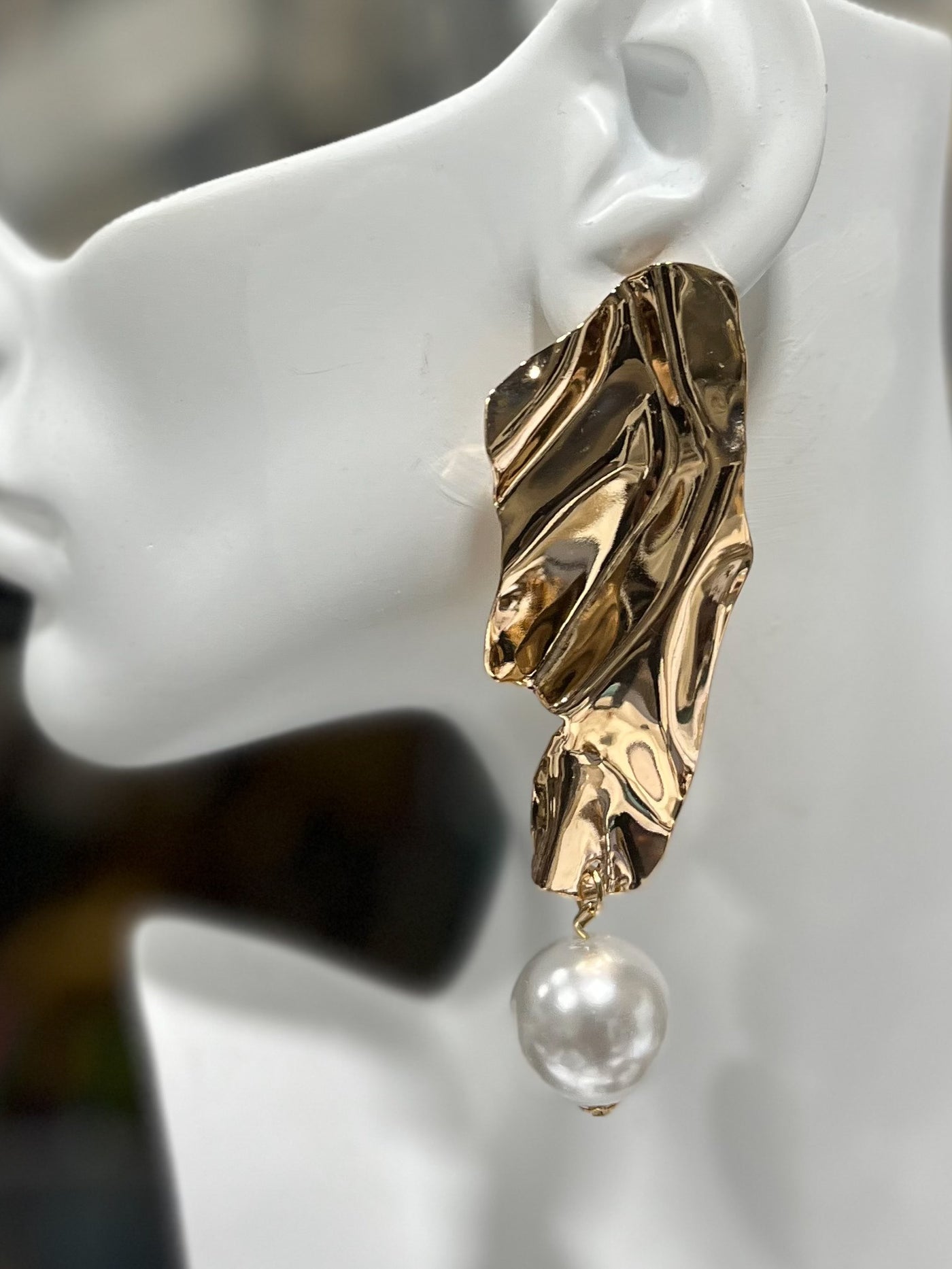 Metal and Pearl statement earrings