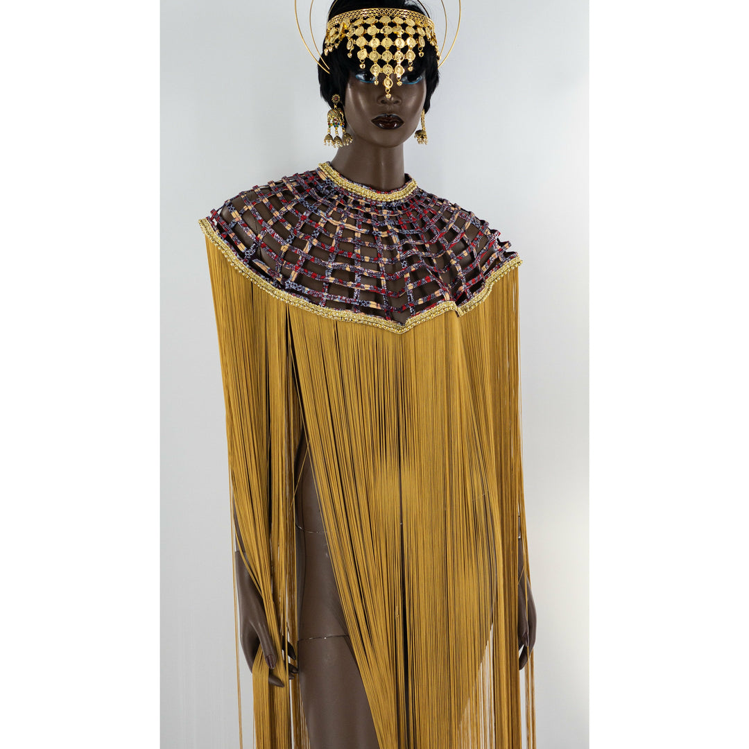 Queen Ankara Laced /Laticed Long Fringe Cape