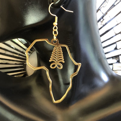 Adinkra Symbols African Map Dangling Earrings - Trufacebygrace