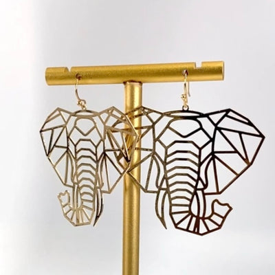 Osuno- elephant Cut out Brass Earrings - Trufacebygrace