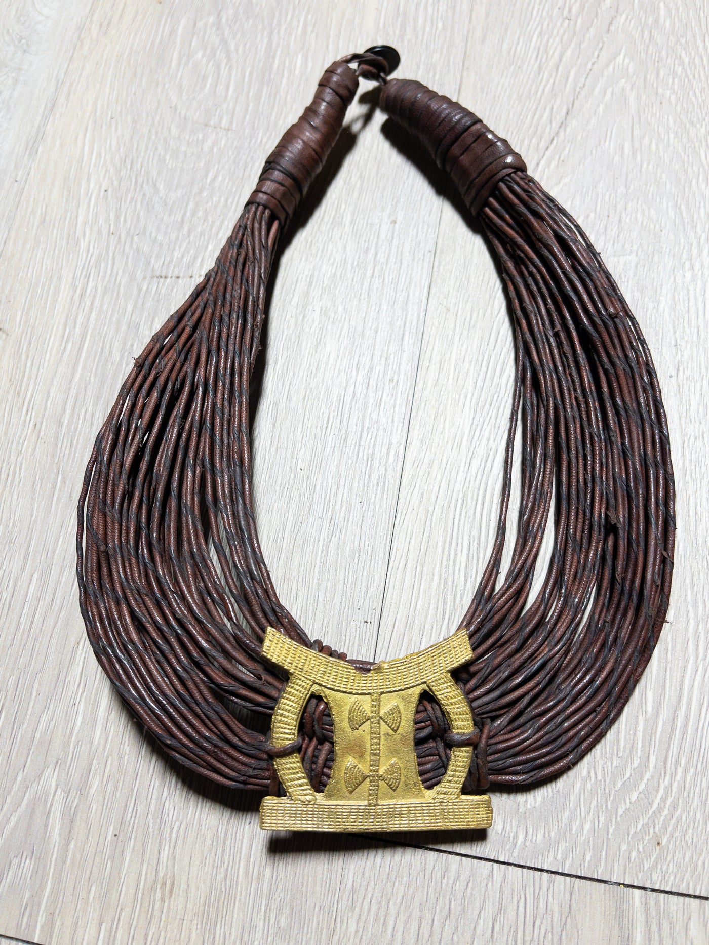 Bronze Stool Busia Genuine leather Necklace