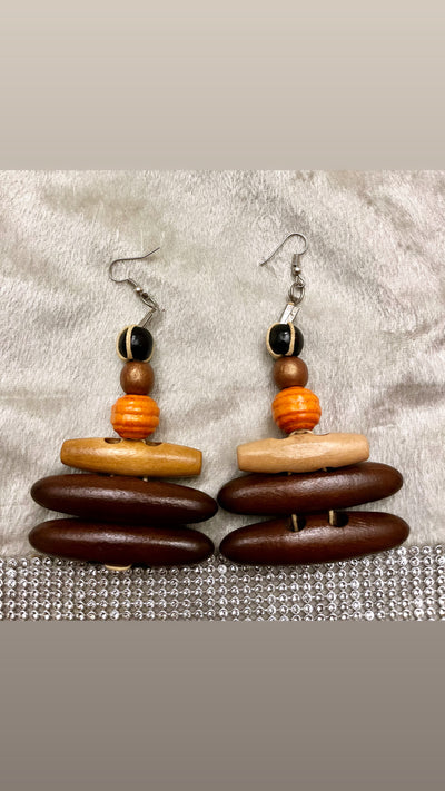 Thuso Tribal wooden drop earrings