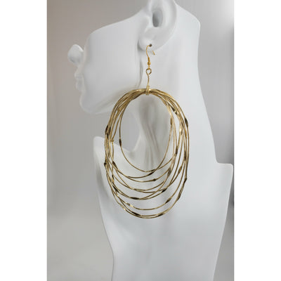 Zamunda Multi strand brass Earrings- Oval