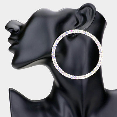 Oversized Rhinestone Circle Evening Earrings
